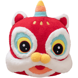 国潮红色醒狮沙发抱枕发财麻将靠枕葫芦玩偶客厅招财新年花朵装饰