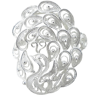 银梵工艺掐丝手工银饰孔雀凤凰999纯银戒指拉丝指环送妈妈女友礼