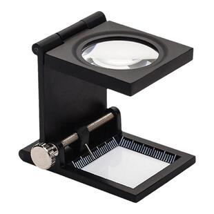 上海沪镜30mm折叠式带指针照布镜黑色金属烤漆测量检布放大镜C款