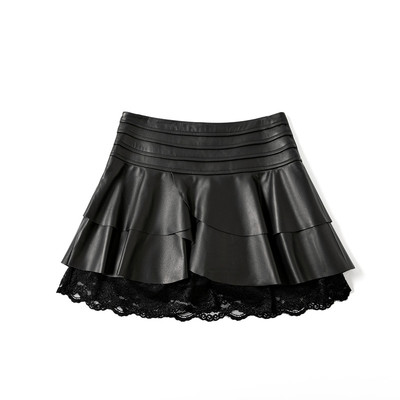 真皮皮裙半身裙a字裙百褶短裙