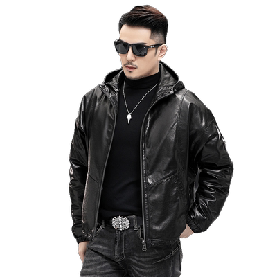 纯山羊皮可拆卸鹅绒内胆皮夹克