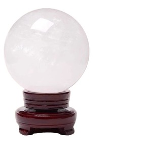 天然原石水晶球白水晶冰洲球白色玄关石球摆件办公室招财客厅桌面