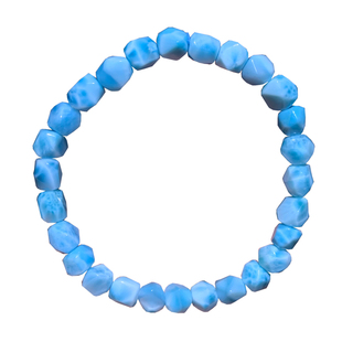 天然海纹石桶珠随形手链拉利玛针钠钙石淡蓝水晶手串饰品礼物男女