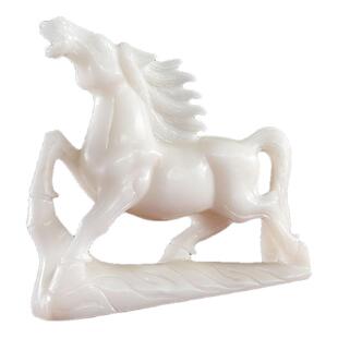 福雅禄天然玉石马摆件白玉马到成功一马当先玉器工艺开业乔迁礼品