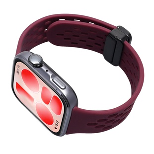 新款酒红色适用华为FIT5表带FIT4手表智能fit5pro专用磁吸硅胶fit3高级金属扣watch男女款透气替换运动腕带夏