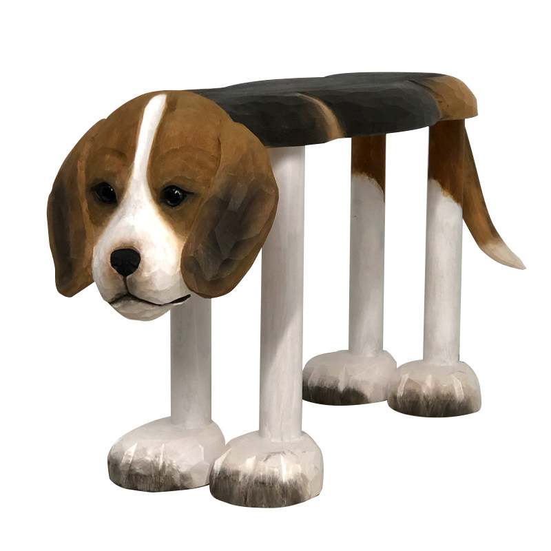 换鞋凳手工雕刻中号比格犬猎犬