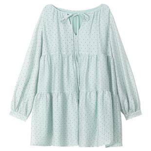 KEIKO [亲肤莱赛尔] 薄荷波曼风小波点连衣裙春夏温柔大摆娃娃裙