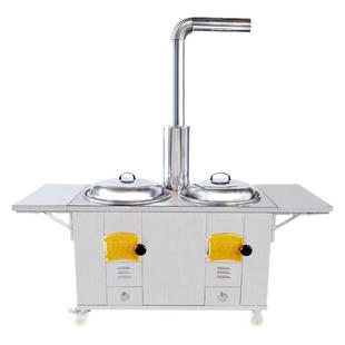 304不锈钢农村柴火灶家用移动大铁锅双锅室外土灶台室内外烧木柴