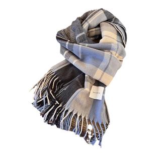 韩版高级感仿羊绒格子围巾女秋冬情侣百搭学生礼物保暖围脖披肩男