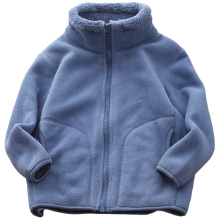 儿童摇粒绒外套加绒加厚男童校服内胆保暖上衣冬装羊羔绒宝宝开衫