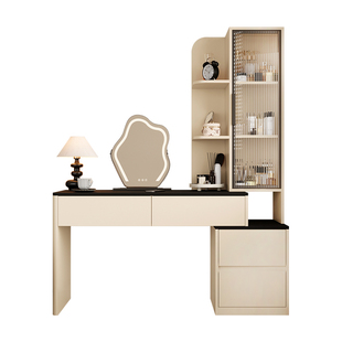 复古风梳妆台卧室现代简约小户型收纳柜一体化妆桌组合床头柜定制