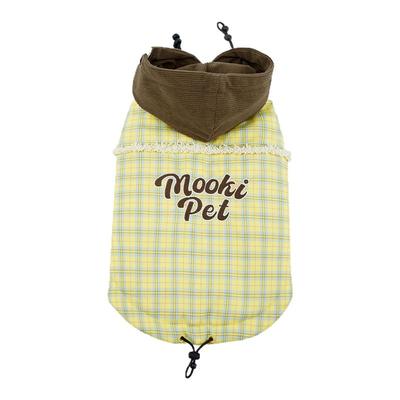 狗狗冬季格纹灯芯绒连帽棉马甲