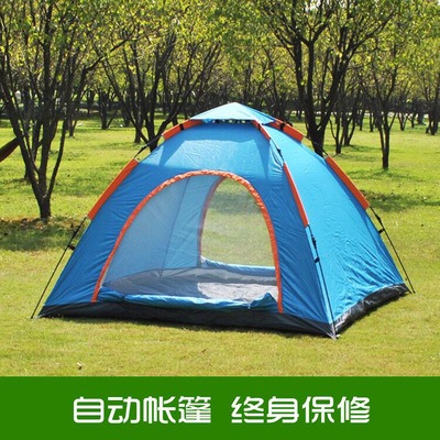 天山骆驼弹压自动帐3-4广告野营人防雨批发防风露营帐篷户外休闲