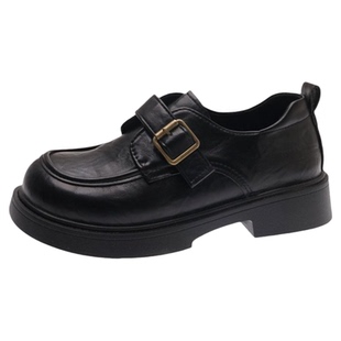 英伦风小皮鞋女冬季加绒2026新款一脚蹬厚底乐福鞋日系jk制服单鞋