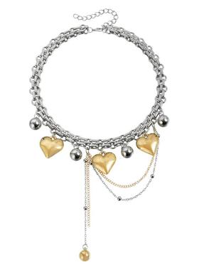 Norns欧美拼色ins风朋克项链夸张桃心流苏质感吊链choker项饰