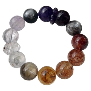 【五行·土系】九紫离火 星辉骨干云母矿黑金超多宝水晶手串礼物