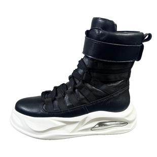 鞋子男设计小众高帮运动鞋男款2025春秋骑行筒靴子新款增高男皮靴