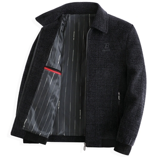 爸爸秋冬款雪尼尔棉衣外套中年男士秋装夹克衫中老年人男装上衣服