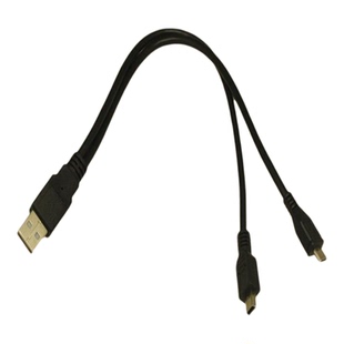 车载micro usbmini老人手机安卓T型口快充数据线一拖二1分2充电器