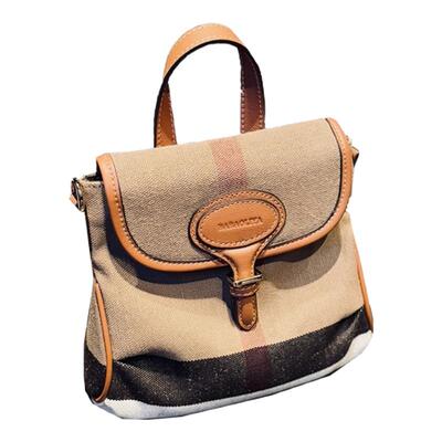 欧美时尚真皮双肩包2025新款格子格纹包牛皮背包潮流书包轻便小包