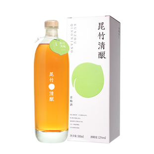 昆竹清酿青梅酒1年熟成本格梅酒500ml  12%vol微醺自然发酵梅子酒