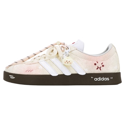球鞋定制 Adidas Neo VL Court 奶黄包甜甜可爱防滑耐磨低帮板鞋