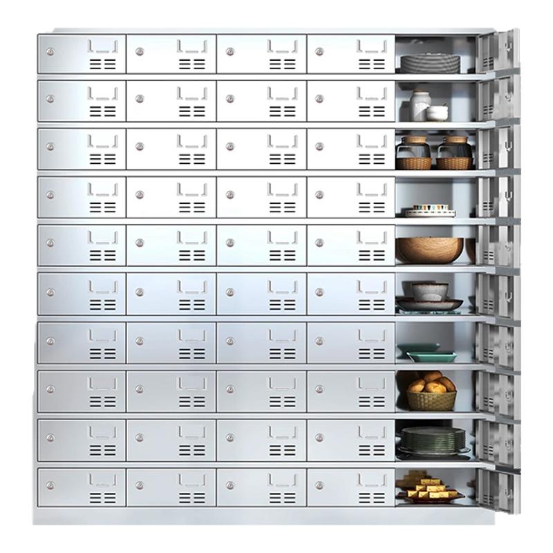 不锈钢储物柜子户外双开门车间304员工更衣柜食堂收纳柜厨房碗柜