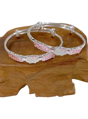 纯银卡通猫手镯女哈喽KT机器猫