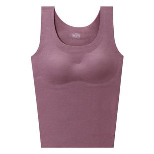 德绒保暖吊带背心内衣女磨毛带胸垫一体秋冬2025无痕抗菌打底上衣