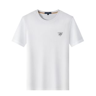 梦特娇25夏季新款男士短袖圆领T恤纯色时尚休闲打底上衣男易干薄