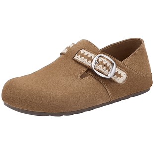 热风复古勃肯鞋女款2026年春季新款纯色户外休闲鞋百搭杏色女鞋子