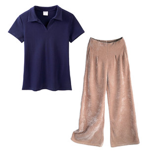 春季休闲套装女2026年新款秋 雪尼尔直筒垂感阔腿裤高腰春款女装