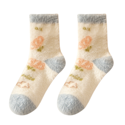 可爱毛毛袜子女秋冬款加绒加厚