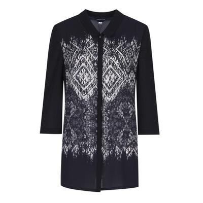 靓诺法式复古印花七分袖修身衬衫