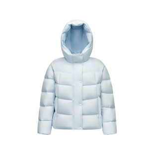 轻松|森马羽绒服女冬季蓝色三防发热紫色2025新款龟背连帽外套