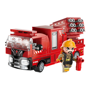 中国积木消防船消防车系列儿童智力拼插拼装玩具男孩6-8-10岁礼物