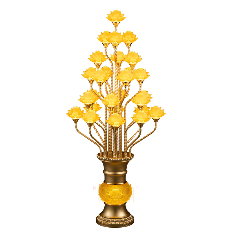 新款EQ5花瓶莲花灯LED水琉璃落地黄光大灯长明插电供佛灯居家佛堂