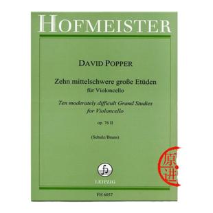 波帕尔中级大提琴练习曲10首Op76 No2 霍夫曼斯特乐谱书 Poppe 10 Moderately Difficult Grand Studies Cello FH6057