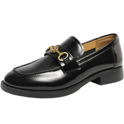 百丽通勤气质乐福鞋真皮单鞋