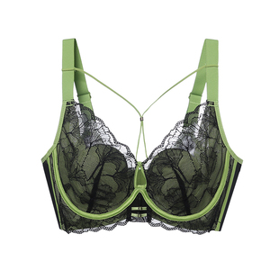 安芝娜软钢圈大胸显小内衣女性感蕾丝上托聚拢透气超薄文胸罩9305