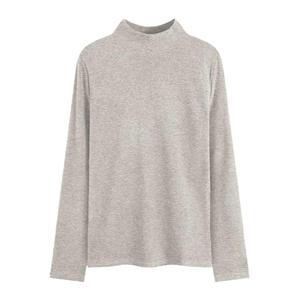 德绒半高领设计感燕麦色长袖t恤2025冬新款大码加绒保暖打底衫女