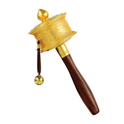 欧斯特手摇转轮藏式六字言手摇转筒手持转动手转金桶摆件