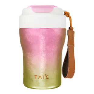 TAIC太可纯钛双层焕彩吸管咖啡杯女士高颜值轻奢便携随行可拎水杯