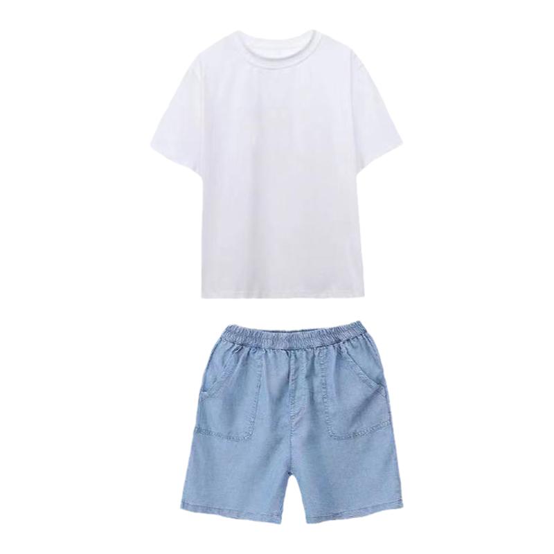 六一儿童表演服幼儿园毕业照服装彩色披肩夏季小学生班服牛仔短裤