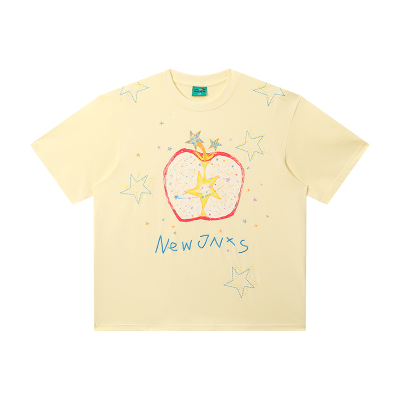 江南先生NewJNXS'星苹果'速干防螨7A抗菌印花宽松落肩短袖T恤男女