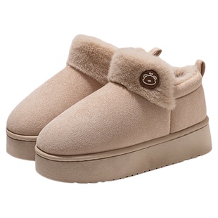 包跟厚底棉拖鞋女款2025新款冬季家居保暖加绒外穿防滑毛绒棉鞋女