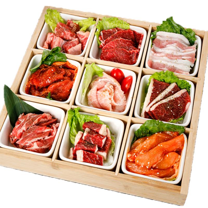 韩式烤肉套餐1200g牛肉片烧烤食材半成品8袋家庭烤肉烧烤生鲜批发