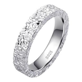 右手等待闪亮银河碎冰冰S925纯银时尚轻奢小众个性排戒素圈戒指女