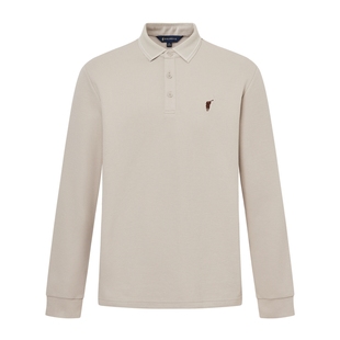 POLOWALK长袖T恤男式2025秋季新品商务翻领百搭直筒套头上衣男装