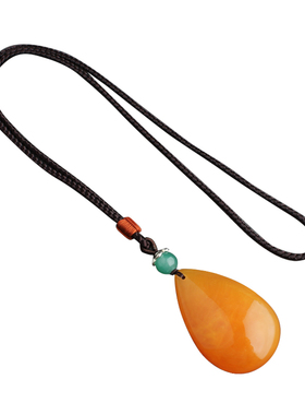 毛衣链水滴鸡油黄平安扣老蜜蜡